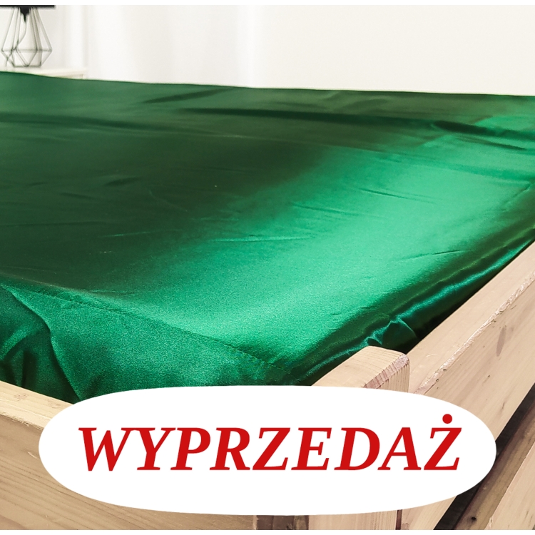 Wyprzedaż Prześcieradło Satynowe 140 z gumką - ZIELEŃ BUTELKOWA